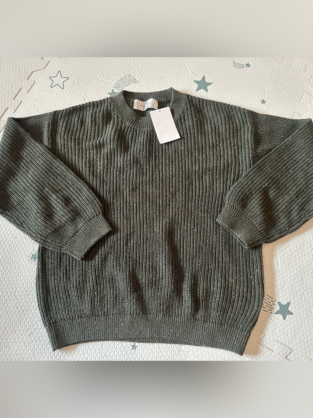 H&M Olive Green Ribbed Crewneck Sweater Brand New Sz 8-10 Boys MSRP 17.99